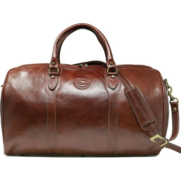 Cenzo Duffle Vecchio Women Leather Brown Italian Weekender Travel Bag - Picture 2 of 7